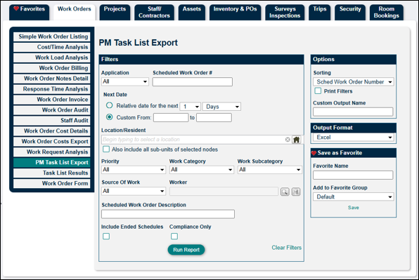 PM Task List Export